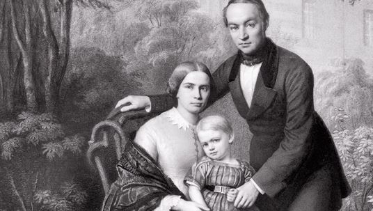 Lothar von Faber with his wife Ottilie and son Wilhelm